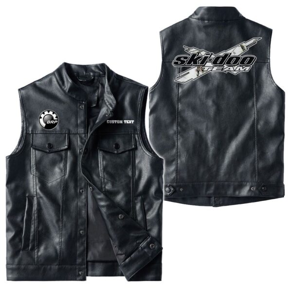 Custom Name Brp Ski-doo Leather Vest - Personalized Logo Car Motorcycle Model