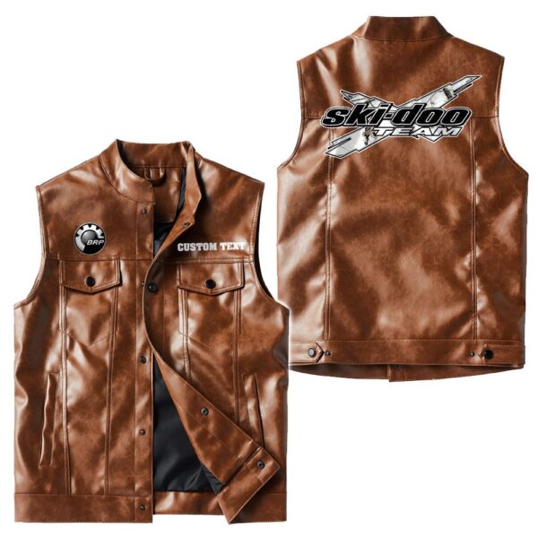 Custom Name Brp Ski-doo Leather Vest - Personalized Logo Car Motorcycle Model - Image 2