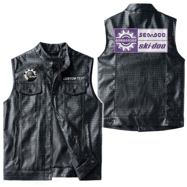 Custom Name Brp Ski-doo Leather Vest - Personalized Logo Car Motorcycle Model - Image 3