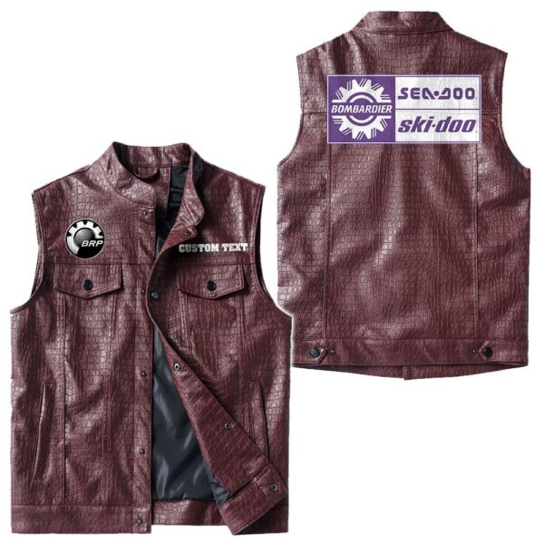 Custom Name Brp Ski-doo Leather Vest - Personalized Logo Car Motorcycle Model - Image 4