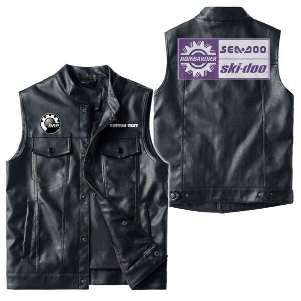 Custom Name Brp Ski-doo Leather Vest - Personalized Logo Car Motorcycle Model