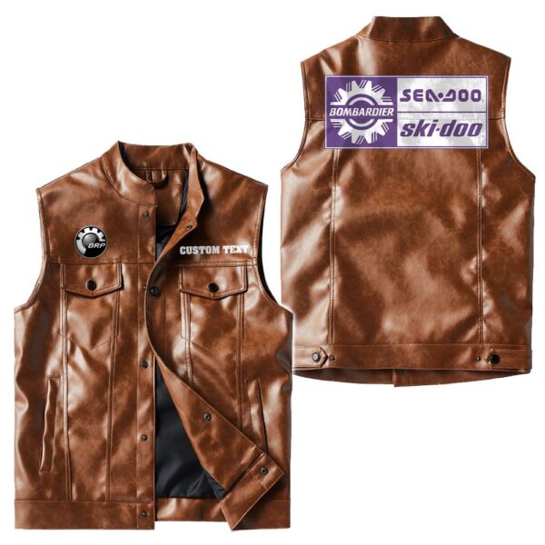 Custom Name Brp Ski-doo Leather Vest - Personalized Logo Car Motorcycle Model - Image 2