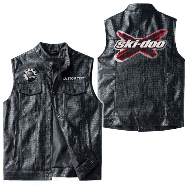Custom Name Brp Ski-doo Leather Vest - Personalized Logo Car Motorcycle Model - Image 3