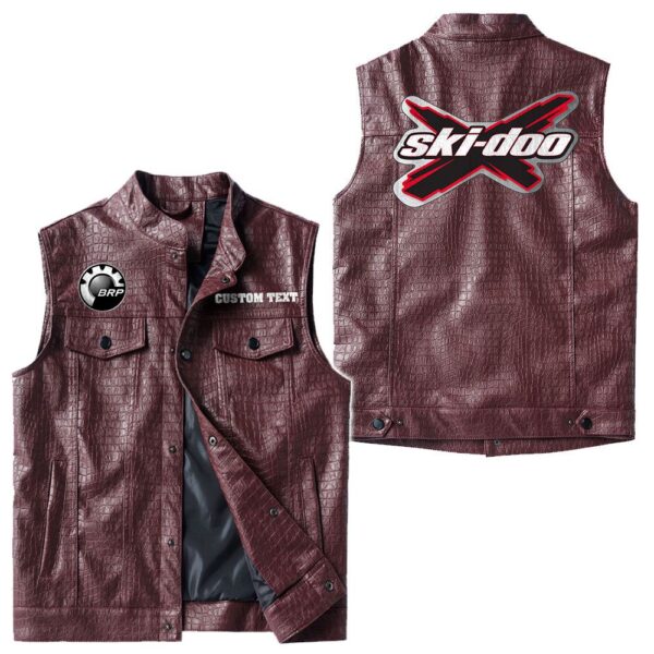 Custom Name Brp Ski-doo Leather Vest - Personalized Logo Car Motorcycle Model - Image 4