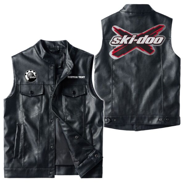 Custom Name Brp Ski-doo Leather Vest - Personalized Logo Car Motorcycle Model