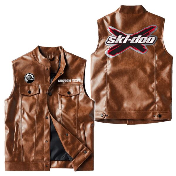 Custom Name Brp Ski-doo Leather Vest - Personalized Logo Car Motorcycle Model - Image 2