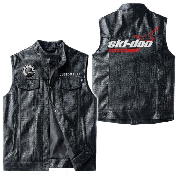 Custom Name Brp Ski-doo Leather Vest - Personalized Logo Car Motorcycle Model - Image 3