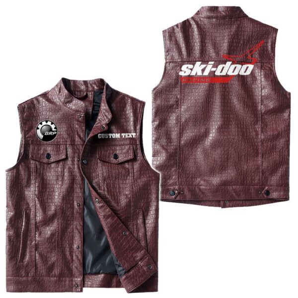Custom Name Brp Ski-doo Leather Vest - Personalized Logo Car Motorcycle Model - Image 4