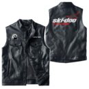 Custom Name Brp Ski-doo Leather Vest - Personalized Logo Car Motorcycle Model
