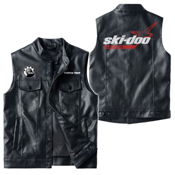Custom Name Brp Ski-doo Leather Vest - Personalized Logo Car Motorcycle Model