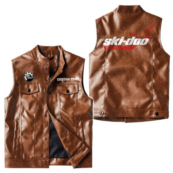 Custom Name Brp Ski-doo Leather Vest - Personalized Logo Car Motorcycle Model - Image 2