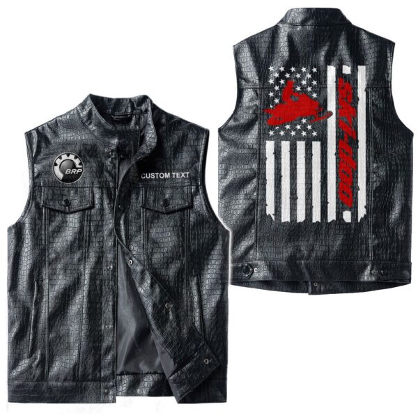 Custom Name Brp Ski-doo Leather Vest - Personalized Logo Car Motorcycle Model - Image 3