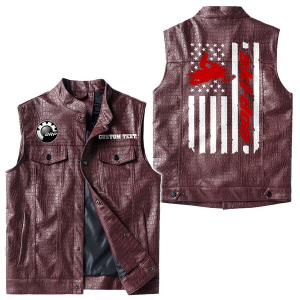 Custom Name Brp Ski-doo Leather Vest - Personalized Logo Car Motorcycle Model - Image 4