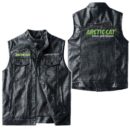 Custom Name Arctic Cat Leather Vest - Personalized Logo Car Motorcycle Model