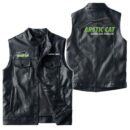 Custom Name Arctic Cat Leather Vest - Personalized Logo Car Motorcycle Model