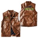 Custom Name Arctic Cat Leather Vest - Personalized Logo Car Motorcycle Model
