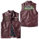 Custom Name Arctic Cat Leather Vest - Personalized Logo Car Motorcycle Model
