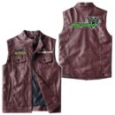 Custom Name Arctic Cat Leather Vest - Personalized Logo Car Motorcycle Model