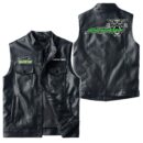 Custom Name Arctic Cat Leather Vest - Personalized Logo Car Motorcycle Model