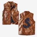 Custom Name Beneteau Leather Vest - Personalized Logo Car Motorcycle Model