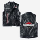 Custom Name Briggs Stratton Leather Vest - Personalized Logo Car Motorcycle Model