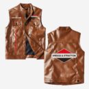 Custom Name Briggs Stratton Leather Vest - Personalized Logo Car Motorcycle Model