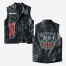 Custom Name Bsa Leather Vest - Personalized Logo Car Motorcycle Model