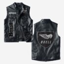 Custom Name Buell Motorcycles Leather Vest - Personalized Logo Car Motorcycle Model