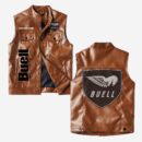 Custom Name Buell Motorcycles Leather Vest - Personalized Logo Car Motorcycle Model
