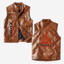Custom Name Deutz Leather Vest - Personalized Logo Car Motorcycle Model