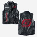 Custom Name Gas Gas Leather Vest - Personalized Logo Car Motorcycle Model