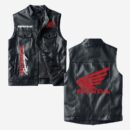 Custom Name Honda Motor Leather Vest - Personalized Logo Car Motorcycle Model