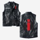 Custom Name International Harvester Leather Vest - Personalized Logo Car Motorcycle Model