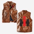 Custom Name International Harvester Leather Vest - Personalized Logo Car Motorcycle Model