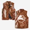 Custom Name Iveco Leather Vest - Personalized Logo Car Motorcycle Model