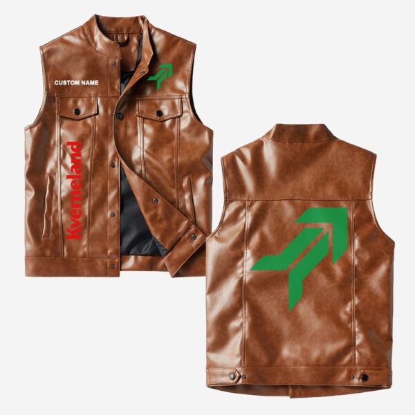 Custom Name Kverneland Leather Vest - Personalized Logo Car Motorcycle Model - Image 2