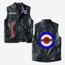 Custom Name Lambretta Leather Vest - Personalized Logo Car Motorcycle Model