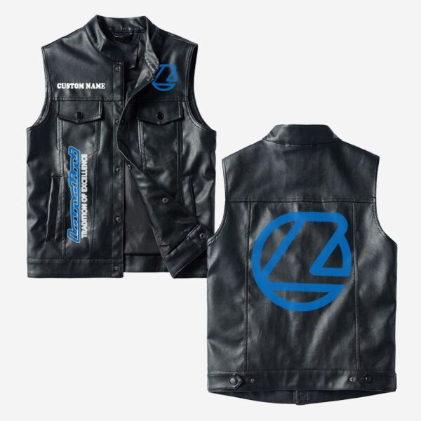 Custom Name Landini Leather Vest - Personalized Logo Car Motorcycle Model