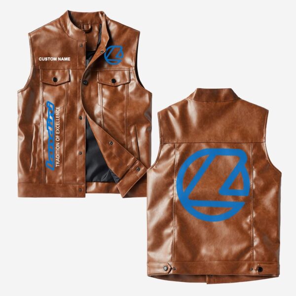 Custom Name Landini Leather Vest - Personalized Logo Car Motorcycle Model - Image 2