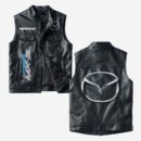 Custom Name Mazda Mx5 Leather Vest - Personalized Logo Car Motorcycle Model