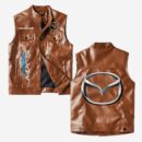Custom Name Mazda Mx5 Leather Vest - Personalized Logo Car Motorcycle Model