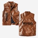 Custom Name Norton Leather Vest - Personalized Logo Car Motorcycle Model