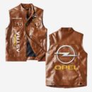 Custom Name Opel Astra Leather Vest - Personalized Logo Car Motorcycle Model