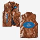 Custom Name Polaris Leather Vest - Personalized Logo Car Motorcycle Model