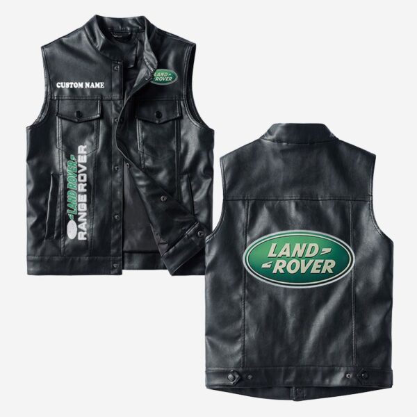 Custom Name Range Rover Leather Vest - Personalized Logo Car Motorcycle Model