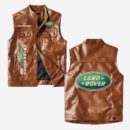 Custom Name Range Rover Leather Vest - Personalized Logo Car Motorcycle Model