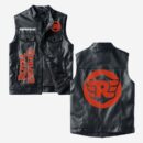 Custom Name Royal Enfield Leather Vest - Personalized Logo Car Motorcycle Model