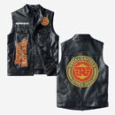 Custom Name Royal Enfield Leather Vest - Personalized Logo Car Motorcycle Model