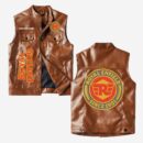 Custom Name Royal Enfield Leather Vest - Personalized Logo Car Motorcycle Model
