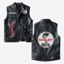 Custom Name Shelby Leather Vest - Personalized Logo Car Motorcycle Model